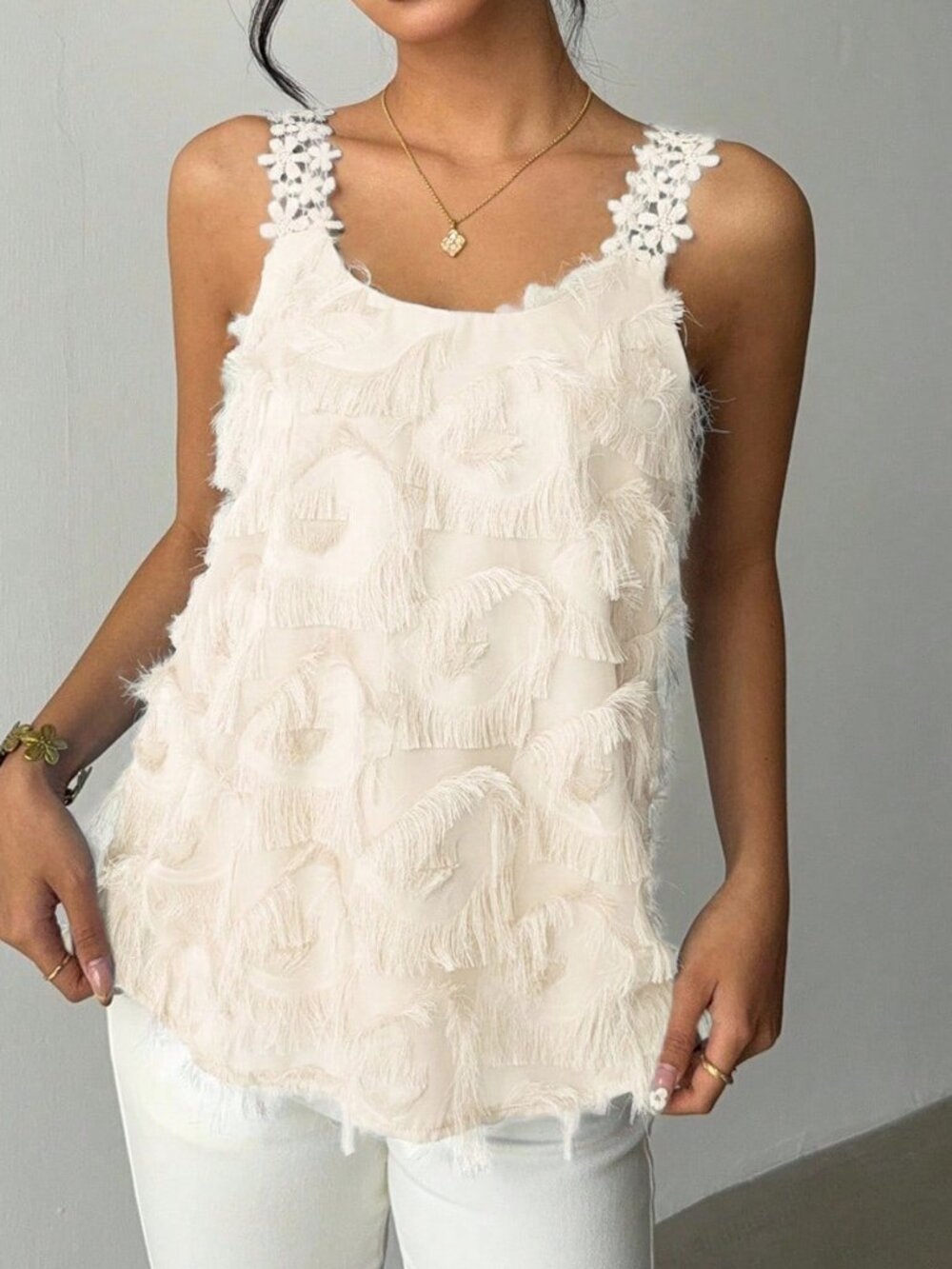Apricot Casual Women's Elegant Textured Camisole Top